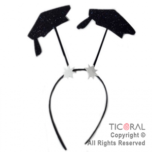 VINCHA SOMBRERO EGRESADOS NEGRO GIBREADO x 1